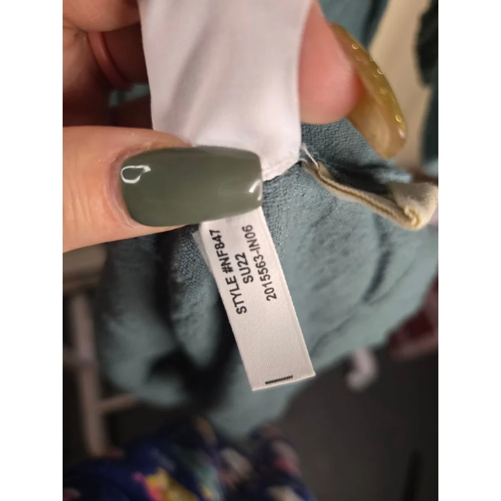 Madewell Teal Crinkle Cotton V-Neck Maxi Dress XS - Picture 9 of 10